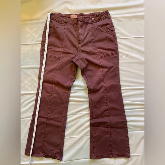 Pilcro Flare Jeans in Rich Burgundy - Picture 2 of 5